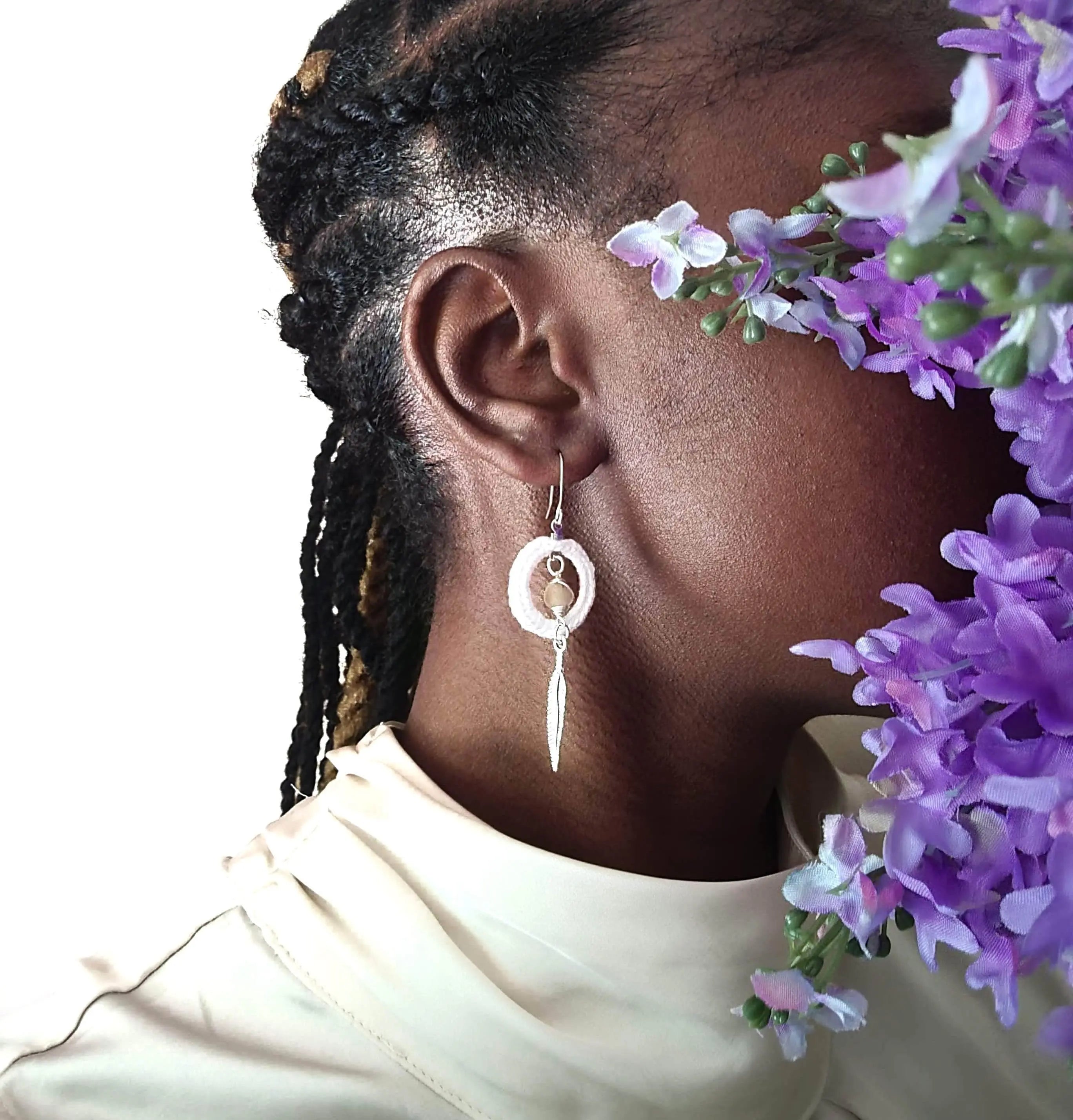 Amazonite Calm Earrings with feather-2