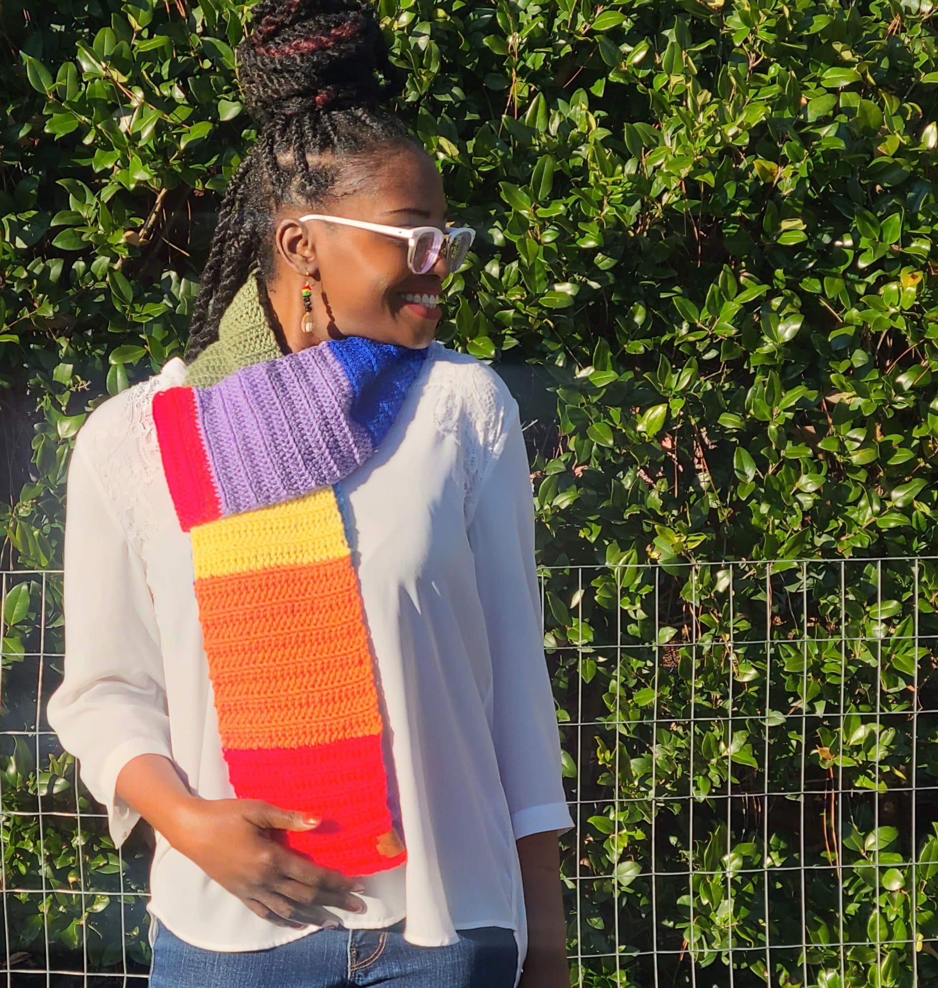 Blocked Rainbow Scarf-2