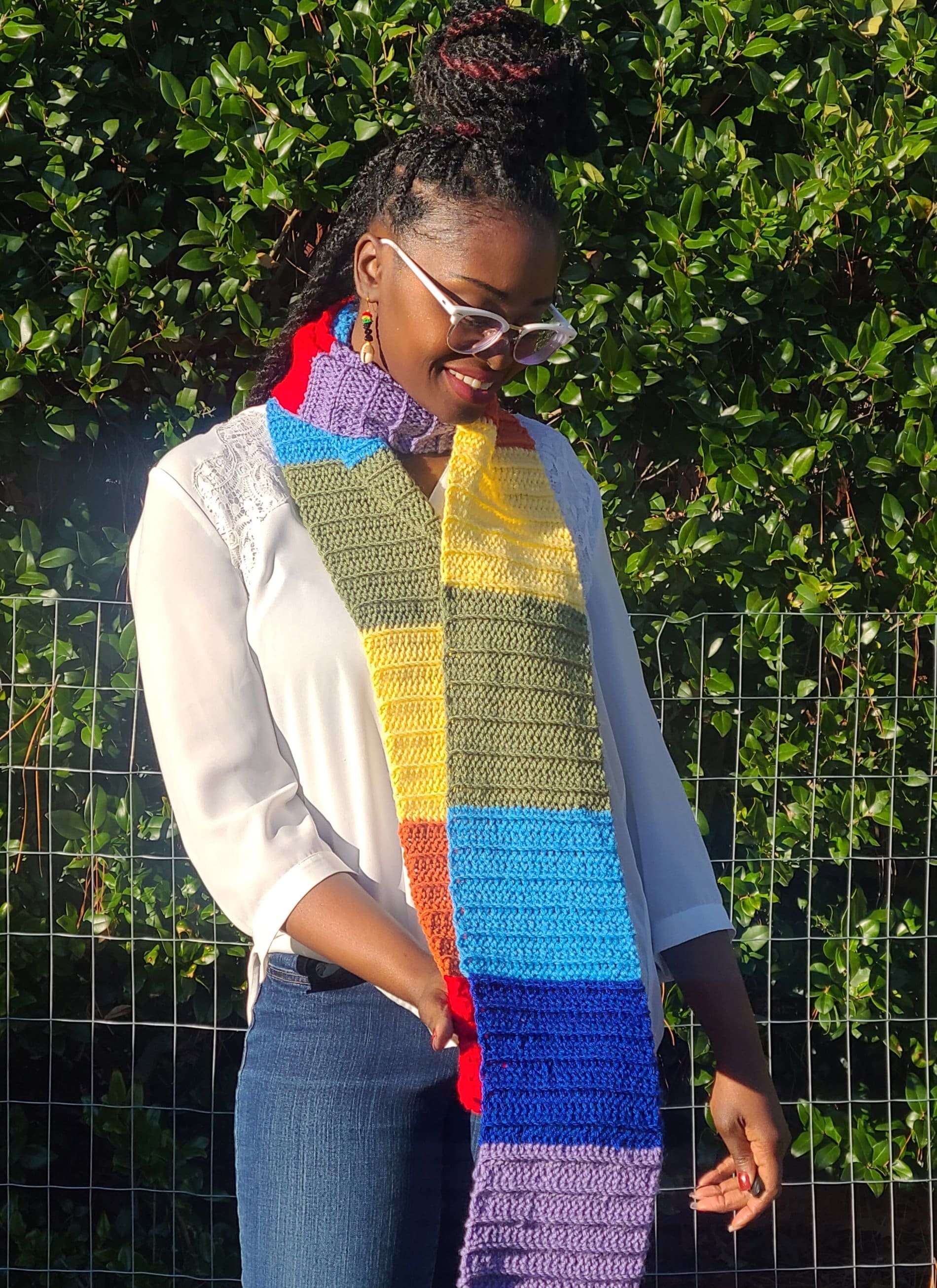 Blocked Rainbow Scarf-1