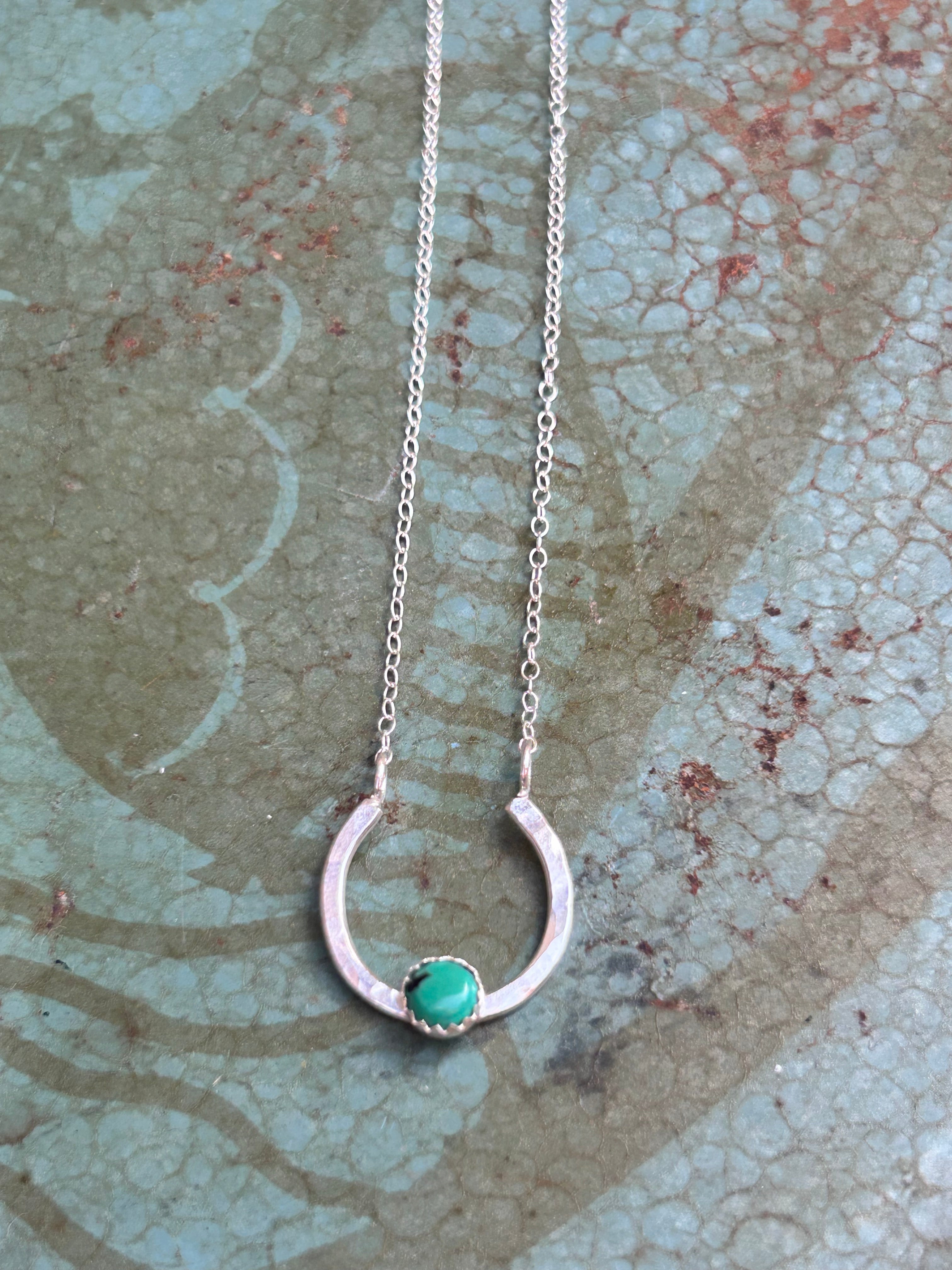 Lucky Horseshoe Charm Necklace - Turquoise-0
